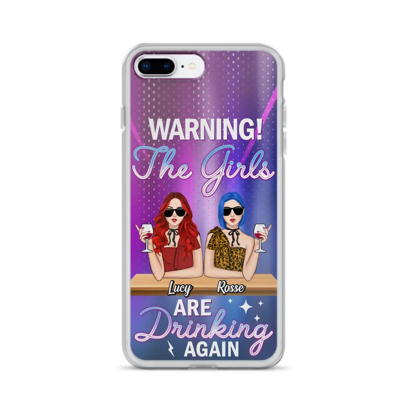Personalized Besties Phone Case - Gift Idea For Friends/Besties - Up to 4 Girls - Warning The Girls Are Drinking Again - Case For iPhone/Samsung