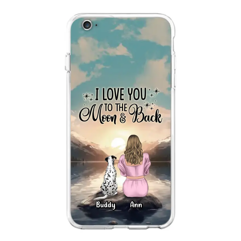 Personalized Dog Mom Phone Case - Up to 6 Dogs - Gift Idea for Dog Lovers - I Love You To The Moon & Back - Case for iPhone/Samsung