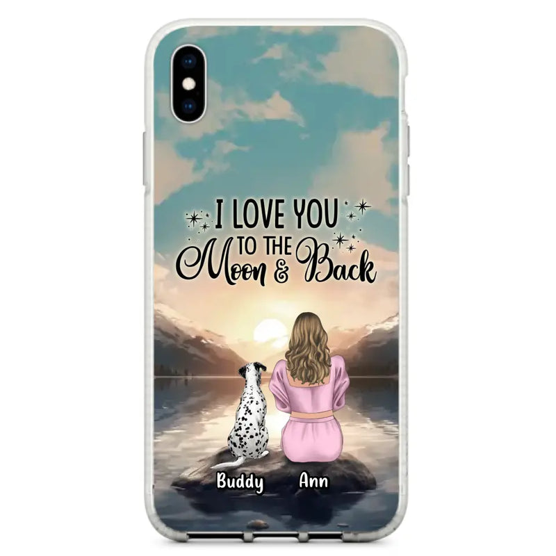 Personalized Dog Mom Phone Case - Up to 6 Dogs - Gift Idea for Dog Lovers - I Love You To The Moon & Back - Case for iPhone/Samsung