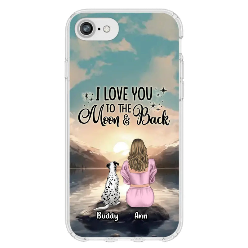 Personalized Dog Mom Phone Case - Up to 6 Dogs - Gift Idea for Dog Lovers - I Love You To The Moon & Back - Case for iPhone/Samsung