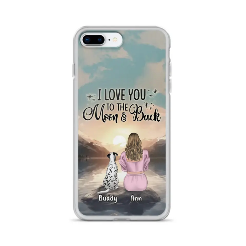 Personalized Dog Mom Phone Case - Up to 6 Dogs - Gift Idea for Dog Lovers - I Love You To The Moon & Back - Case for iPhone/Samsung