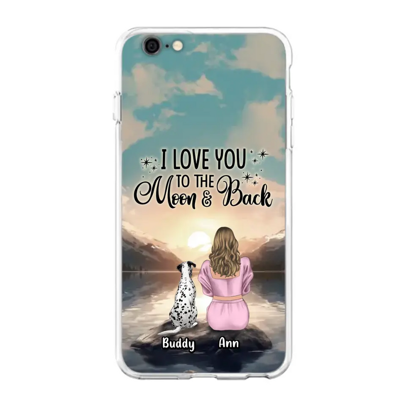 Personalized Dog Mom Phone Case - Up to 6 Dogs - Gift Idea for Dog Lovers - I Love You To The Moon & Back - Case for iPhone/Samsung