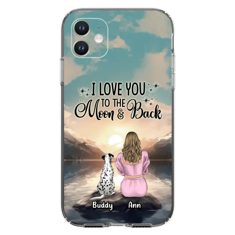Personalized Dog Mom Phone Case - Up to 6 Dogs - Gift Idea for Dog Lovers - I Love You To The Moon & Back - Case for iPhone/Samsung