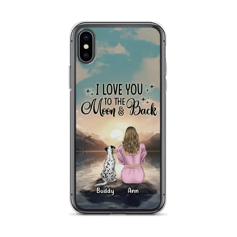 Personalized Dog Mom Phone Case - Up to 6 Dogs - Gift Idea for Dog Lovers - I Love You To The Moon & Back - Case for iPhone/Samsung
