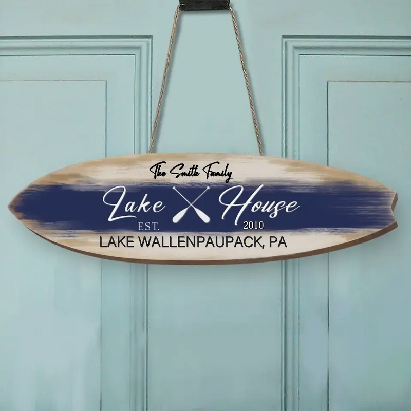 Personalized Lake House Wooden Sign - Gift Idea for Family