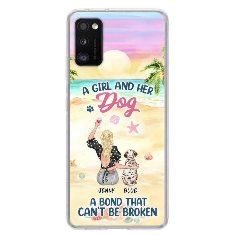 Personalized Dog Mom Phone Case - Up to 6 Dogs - Gift Idea for Dog Lovers - A Girl And Her Dog A Bond That Can't Be Broken - Case for iPhone/Samsung