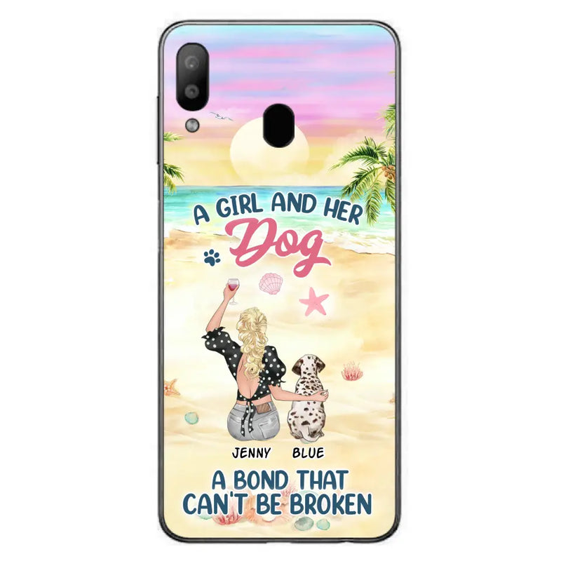 Personalized Dog Mom Phone Case - Up to 6 Dogs - Gift Idea for Dog Lovers - A Girl And Her Dog A Bond That Can't Be Broken - Case for iPhone/Samsung