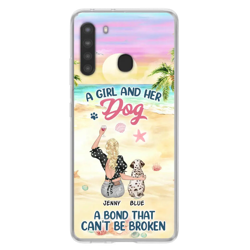 Personalized Dog Mom Phone Case - Up to 6 Dogs - Gift Idea for Dog Lovers - A Girl And Her Dog A Bond That Can't Be Broken - Case for iPhone/Samsung