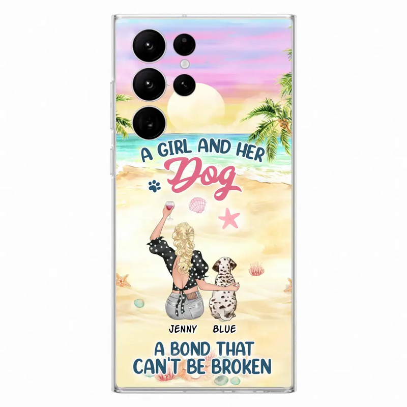 Personalized Dog Mom Phone Case - Up to 6 Dogs - Gift Idea for Dog Lovers - A Girl And Her Dog A Bond That Can't Be Broken - Case for iPhone/Samsung