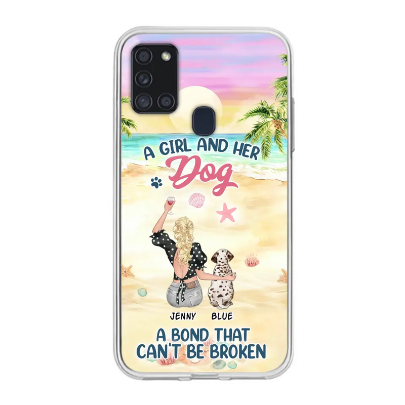 Personalized Dog Mom Phone Case - Up to 6 Dogs - Gift Idea for Dog Lovers - A Girl And Her Dog A Bond That Can't Be Broken - Case for iPhone/Samsung