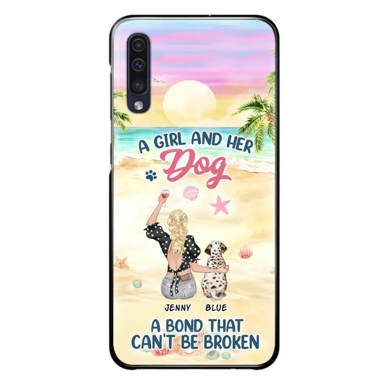Personalized Dog Mom Phone Case - Up to 6 Dogs - Gift Idea for Dog Lovers - A Girl And Her Dog A Bond That Can't Be Broken - Case for iPhone/Samsung