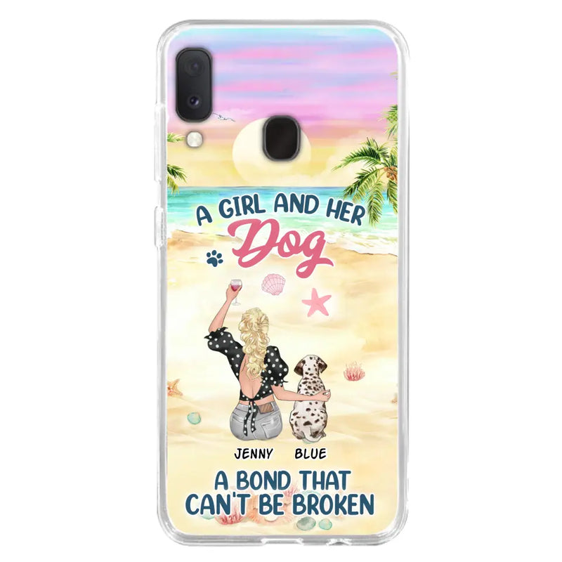Personalized Dog Mom Phone Case - Up to 6 Dogs - Gift Idea for Dog Lovers - A Girl And Her Dog A Bond That Can't Be Broken - Case for iPhone/Samsung