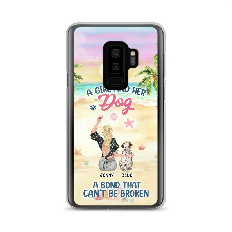 Personalized Dog Mom Phone Case - Up to 6 Dogs - Gift Idea for Dog Lovers - A Girl And Her Dog A Bond That Can't Be Broken - Case for iPhone/Samsung