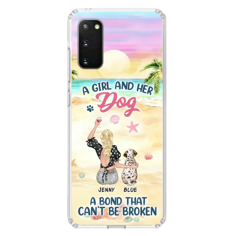 Personalized Dog Mom Phone Case - Up to 6 Dogs - Gift Idea for Dog Lovers - A Girl And Her Dog A Bond That Can't Be Broken - Case for iPhone/Samsung