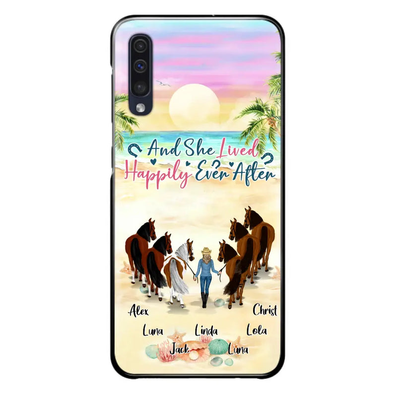 Personalized Horse Girl Phone Case - Up to 6 Horses - Gift Idea for Horse Lovers - And She Lived Happily Ever After - Case for iPhone/Samsung