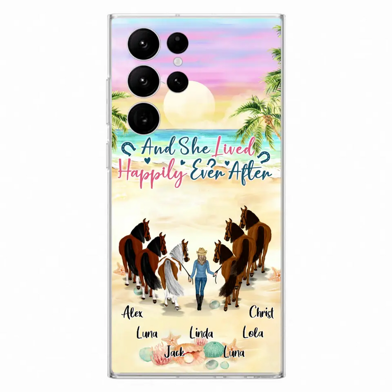 Personalized Horse Girl Phone Case - Up to 6 Horses - Gift Idea for Horse Lovers - And She Lived Happily Ever After - Case for iPhone/Samsung