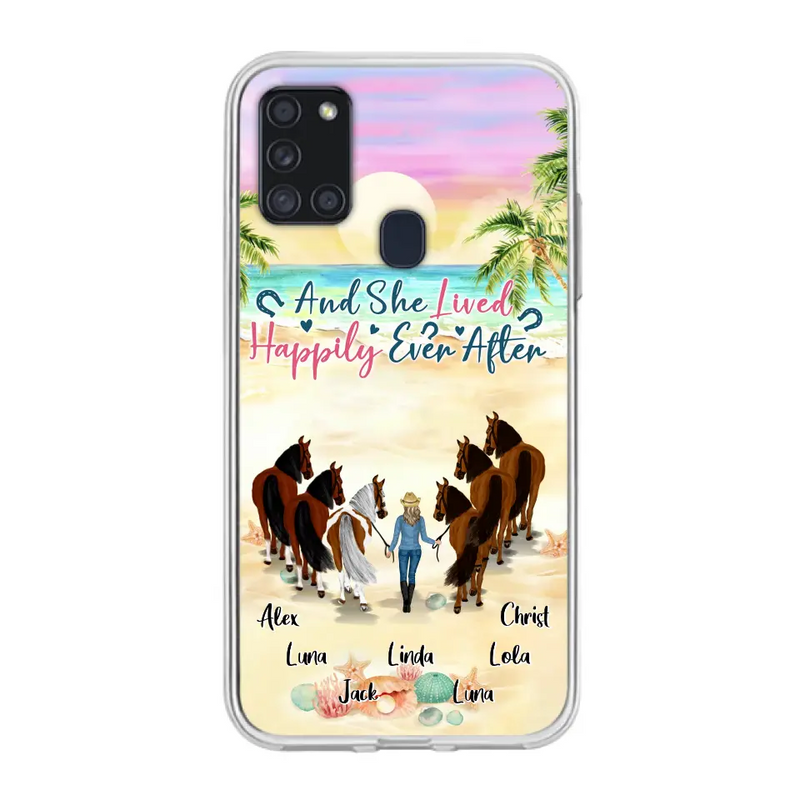 Personalized Horse Girl Phone Case - Up to 6 Horses - Gift Idea for Horse Lovers - And She Lived Happily Ever After - Case for iPhone/Samsung