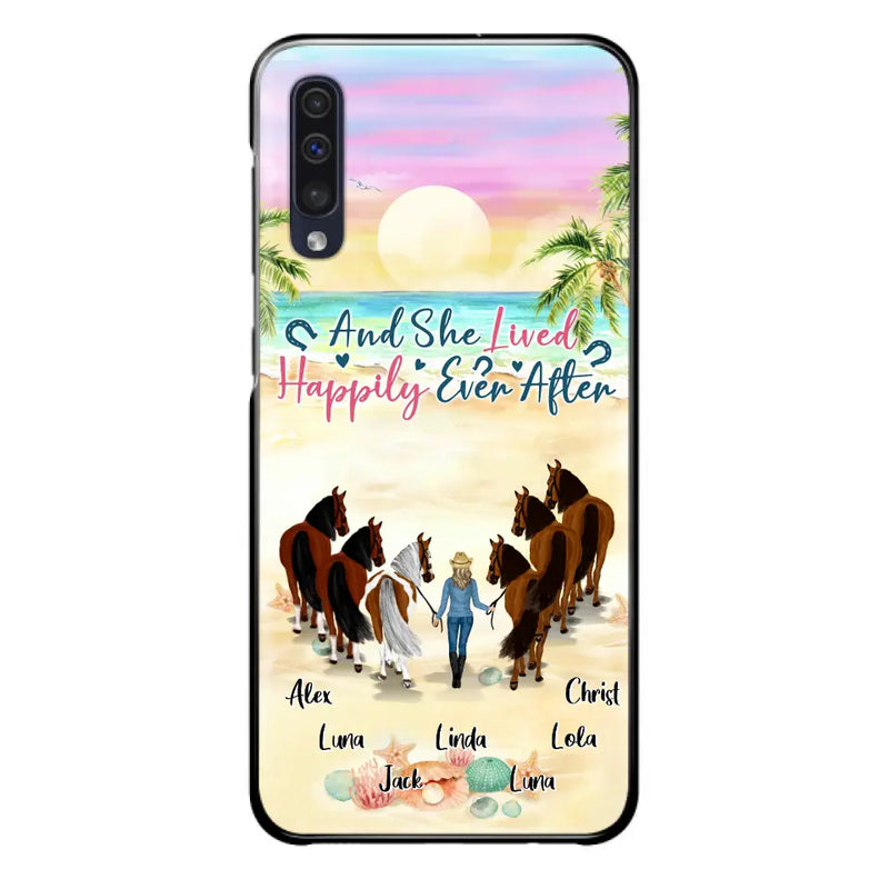 Personalized Horse Girl Phone Case - Up to 6 Horses - Gift Idea for Horse Lovers - And She Lived Happily Ever After - Case for iPhone/Samsung