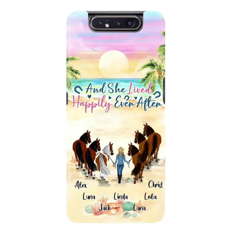 Personalized Horse Girl Phone Case - Up to 6 Horses - Gift Idea for Horse Lovers - And She Lived Happily Ever After - Case for iPhone/Samsung