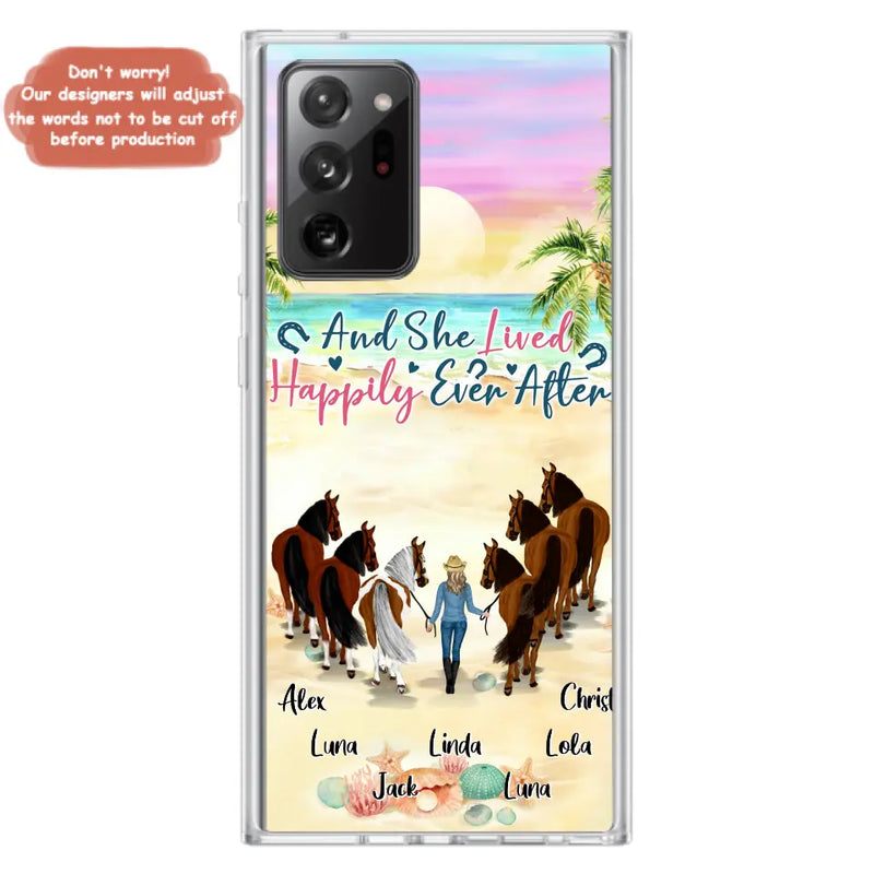 Personalized Horse Girl Phone Case - Up to 6 Horses - Gift Idea for Horse Lovers - And She Lived Happily Ever After - Case for iPhone/Samsung