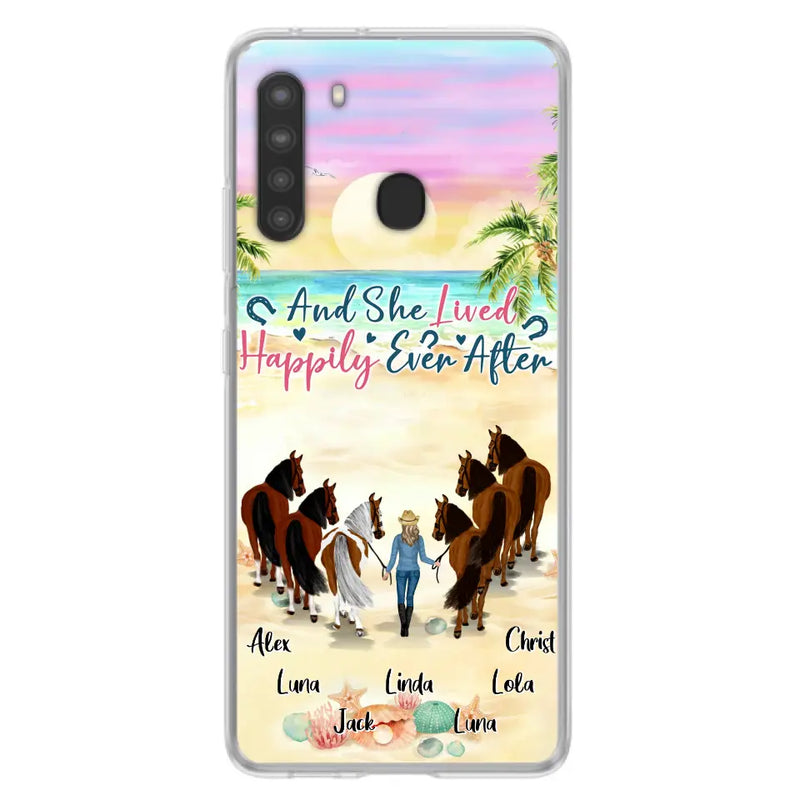 Personalized Horse Girl Phone Case - Up to 6 Horses - Gift Idea for Horse Lovers - And She Lived Happily Ever After - Case for iPhone/Samsung