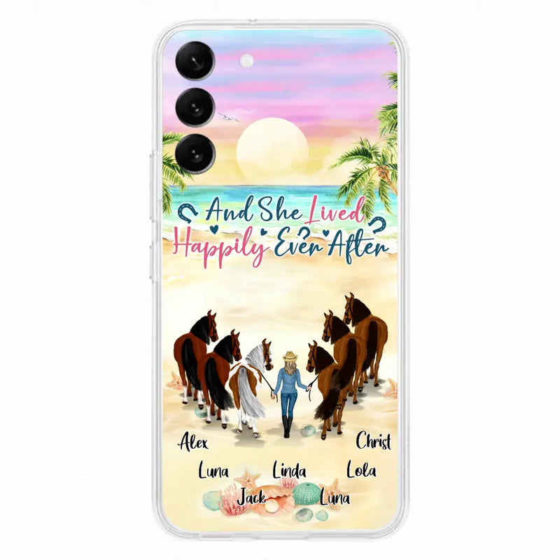 Personalized Horse Girl Phone Case - Up to 6 Horses - Gift Idea for Horse Lovers - And She Lived Happily Ever After - Case for iPhone/Samsung