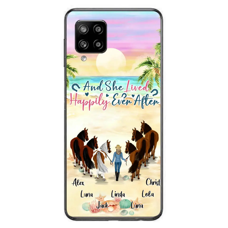Personalized Horse Girl Phone Case - Up to 6 Horses - Gift Idea for Horse Lovers - And She Lived Happily Ever After - Case for iPhone/Samsung