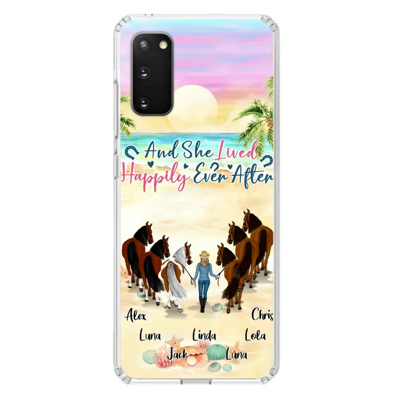 Personalized Horse Girl Phone Case - Up to 6 Horses - Gift Idea for Horse Lovers - And She Lived Happily Ever After - Case for iPhone/Samsung