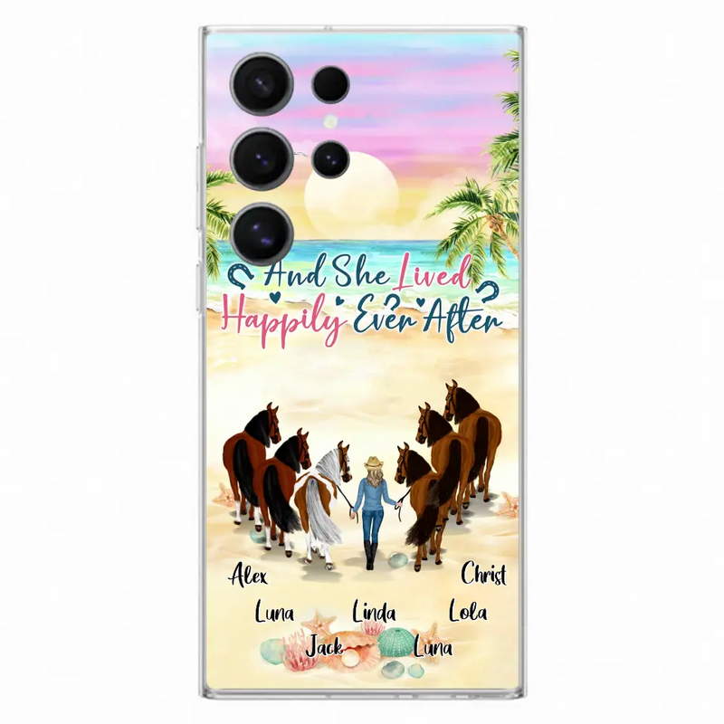 Personalized Horse Girl Phone Case - Up to 6 Horses - Gift Idea for Horse Lovers - And She Lived Happily Ever After - Case for iPhone/Samsung