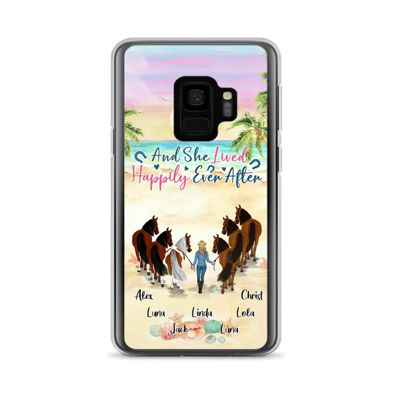 Personalized Horse Girl Phone Case - Up to 6 Horses - Gift Idea for Horse Lovers - And She Lived Happily Ever After - Case for iPhone/Samsung