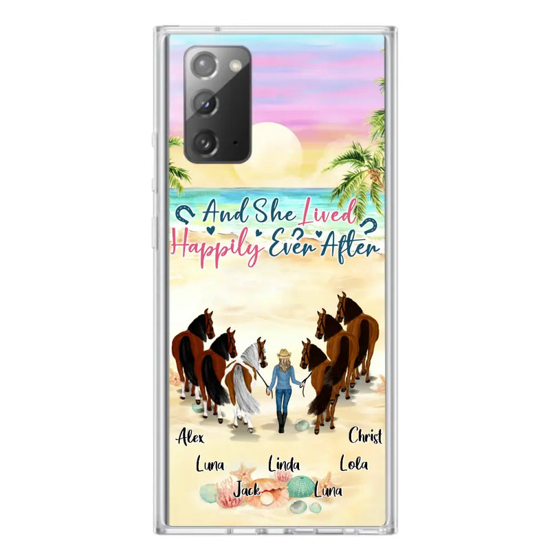 Personalized Horse Girl Phone Case - Up to 6 Horses - Gift Idea for Horse Lovers - And She Lived Happily Ever After - Case for iPhone/Samsung