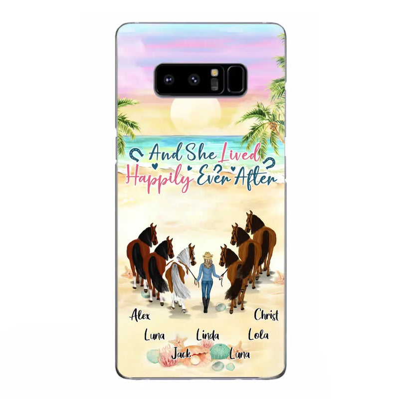 Personalized Horse Girl Phone Case - Up to 6 Horses - Gift Idea for Horse Lovers - And She Lived Happily Ever After - Case for iPhone/Samsung