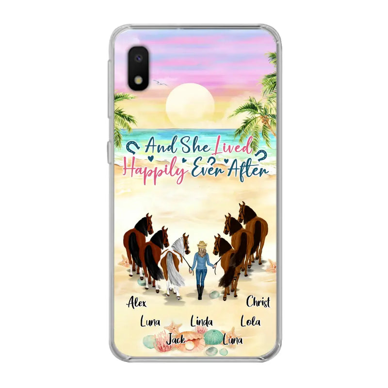 Personalized Horse Girl Phone Case - Up to 6 Horses - Gift Idea for Horse Lovers - And She Lived Happily Ever After - Case for iPhone/Samsung