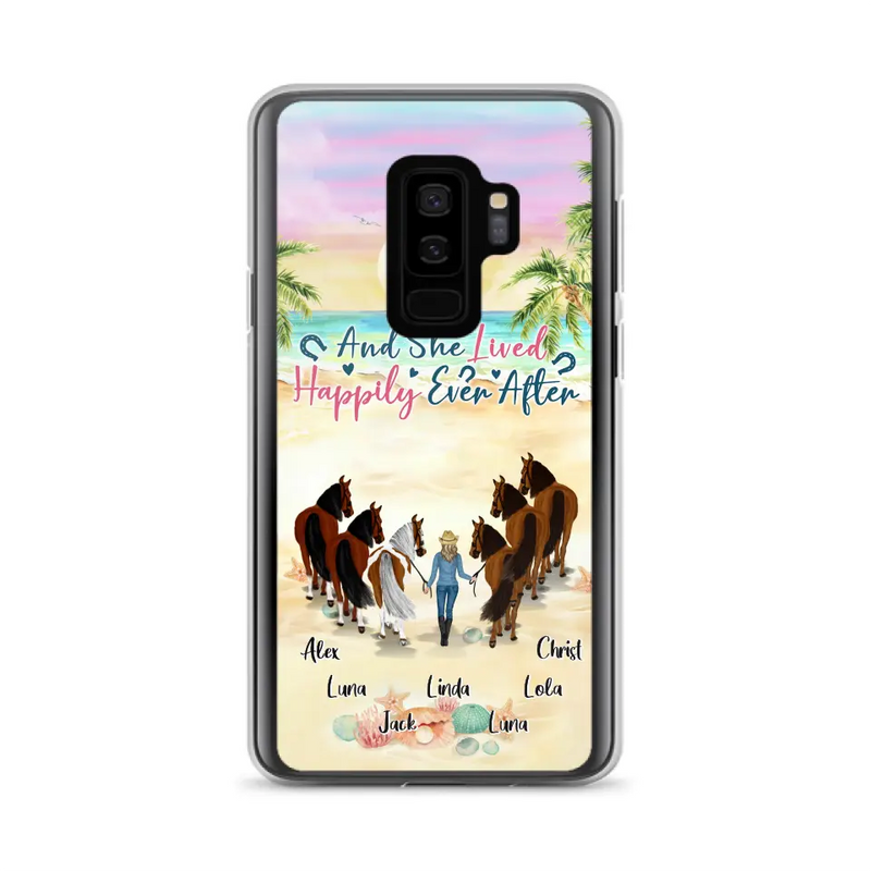 Personalized Horse Girl Phone Case - Up to 6 Horses - Gift Idea for Horse Lovers - And She Lived Happily Ever After - Case for iPhone/Samsung
