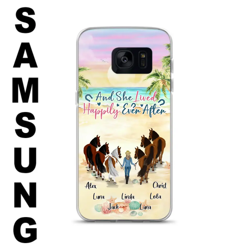 Personalized Horse Girl Phone Case - Up to 6 Horses - Gift Idea for Horse Lovers - And She Lived Happily Ever After - Case for iPhone/Samsung