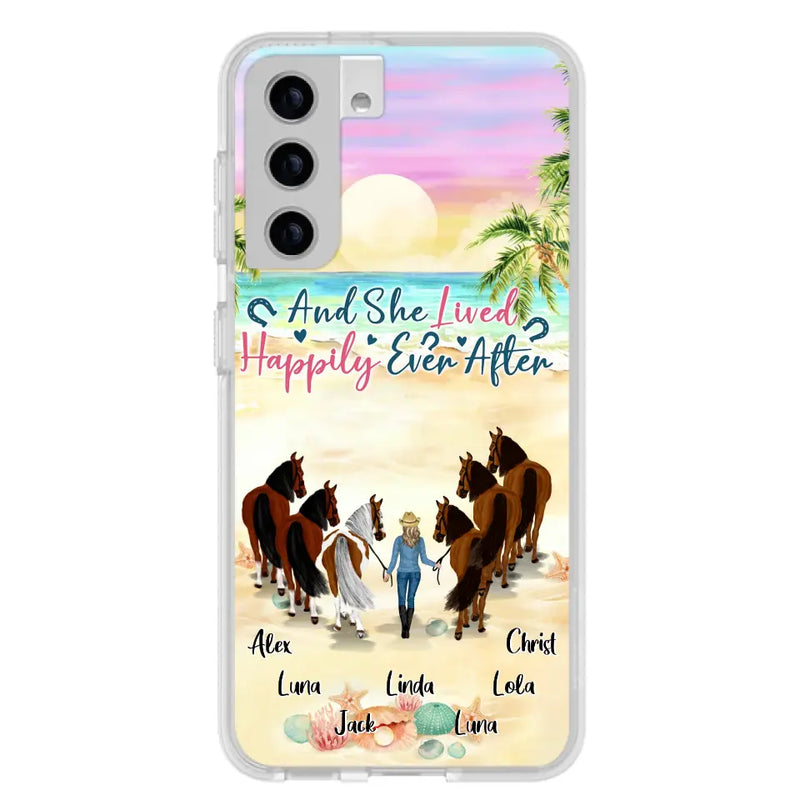 Personalized Horse Girl Phone Case - Up to 6 Horses - Gift Idea for Horse Lovers - And She Lived Happily Ever After - Case for iPhone/Samsung