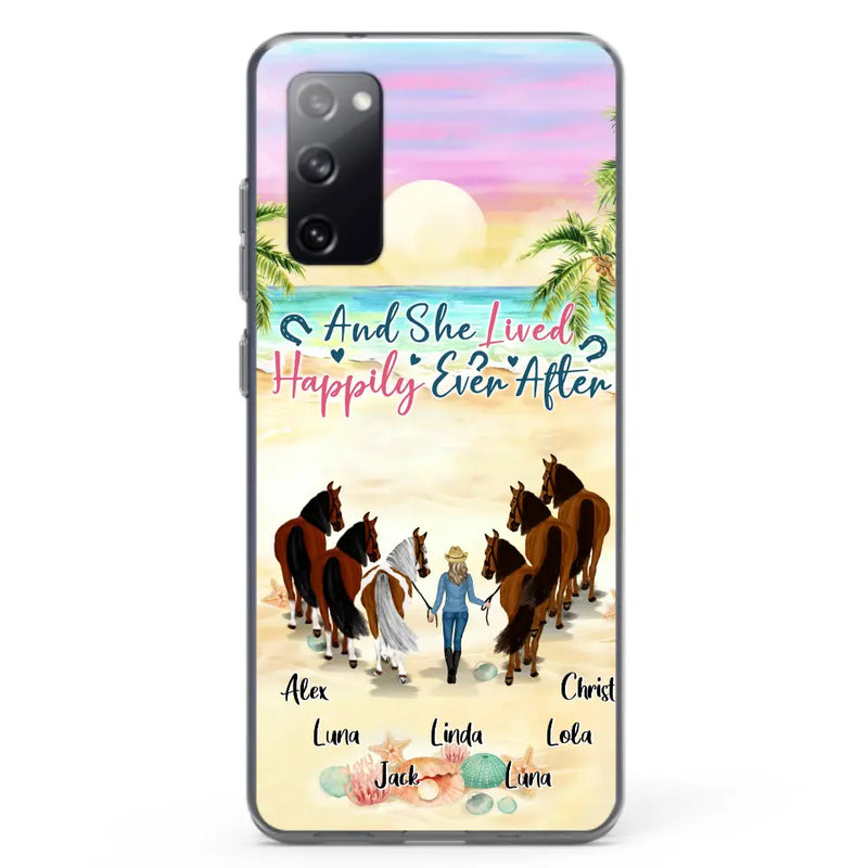 Personalized Horse Girl Phone Case - Up to 6 Horses - Gift Idea for Horse Lovers - And She Lived Happily Ever After - Case for iPhone/Samsung
