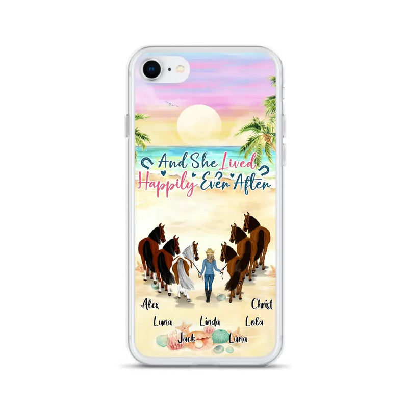Personalized Horse Girl Phone Case - Up to 6 Horses - Gift Idea for Horse Lovers - And She Lived Happily Ever After - Case for iPhone/Samsung