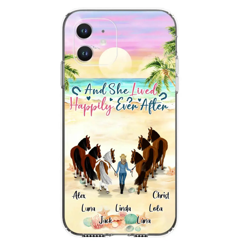 Personalized Horse Girl Phone Case - Up to 6 Horses - Gift Idea for Horse Lovers - And She Lived Happily Ever After - Case for iPhone/Samsung