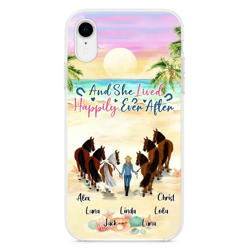 Personalized Horse Girl Phone Case - Up to 6 Horses - Gift Idea for Horse Lovers - And She Lived Happily Ever After - Case for iPhone/Samsung