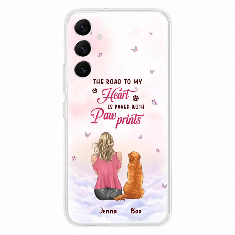 Personalized Dog Mom Phone Case - Up to 5 Dogs - Gift Idea For Dog Lovers - The Road To My Heart Is Paved With Pawprints - Case for iPhone/Samsung