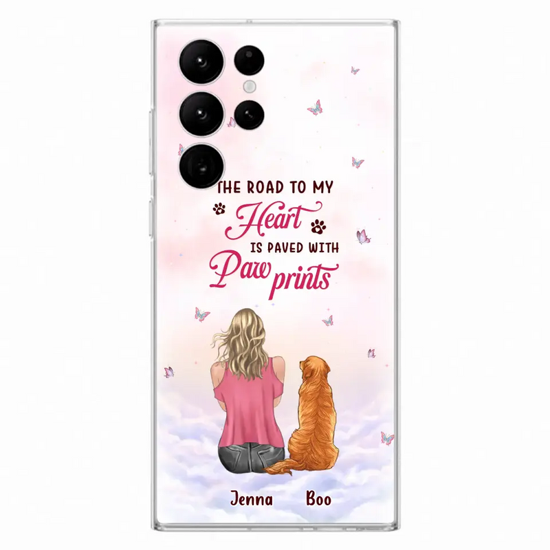 Personalized Dog Mom Phone Case - Up to 5 Dogs - Gift Idea For Dog Lovers - The Road To My Heart Is Paved With Pawprints - Case for iPhone/Samsung