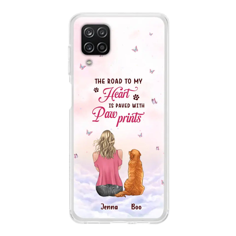 Personalized Dog Mom Phone Case - Up to 5 Dogs - Gift Idea For Dog Lovers - The Road To My Heart Is Paved With Pawprints - Case for iPhone/Samsung