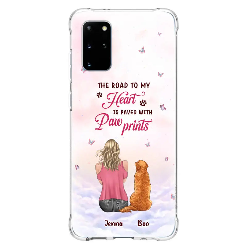 Personalized Dog Mom Phone Case - Up to 5 Dogs - Gift Idea For Dog Lovers - The Road To My Heart Is Paved With Pawprints - Case for iPhone/Samsung