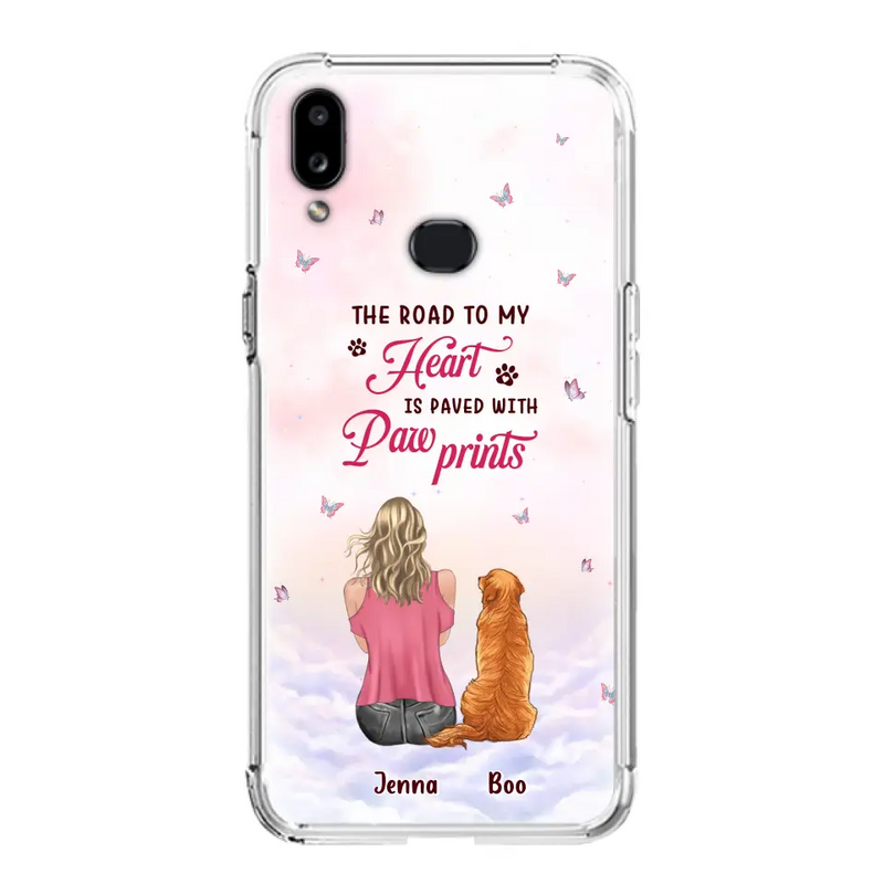 Personalized Dog Mom Phone Case - Up to 5 Dogs - Gift Idea For Dog Lovers - The Road To My Heart Is Paved With Pawprints - Case for iPhone/Samsung