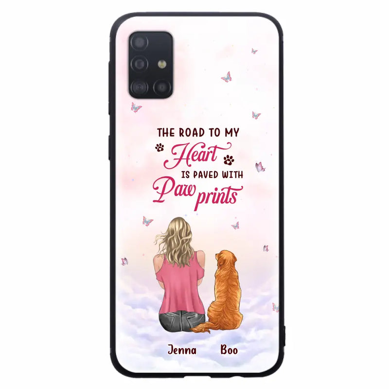 Personalized Dog Mom Phone Case - Up to 5 Dogs - Gift Idea For Dog Lovers - The Road To My Heart Is Paved With Pawprints - Case for iPhone/Samsung
