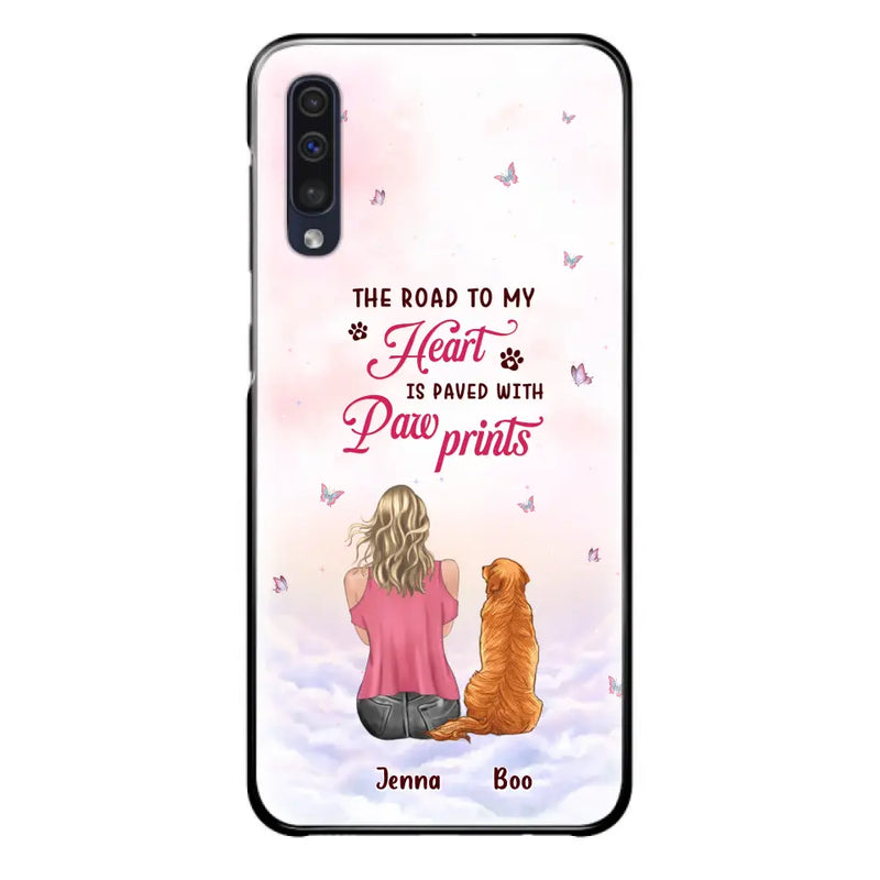 Personalized Dog Mom Phone Case - Up to 5 Dogs - Gift Idea For Dog Lovers - The Road To My Heart Is Paved With Pawprints - Case for iPhone/Samsung