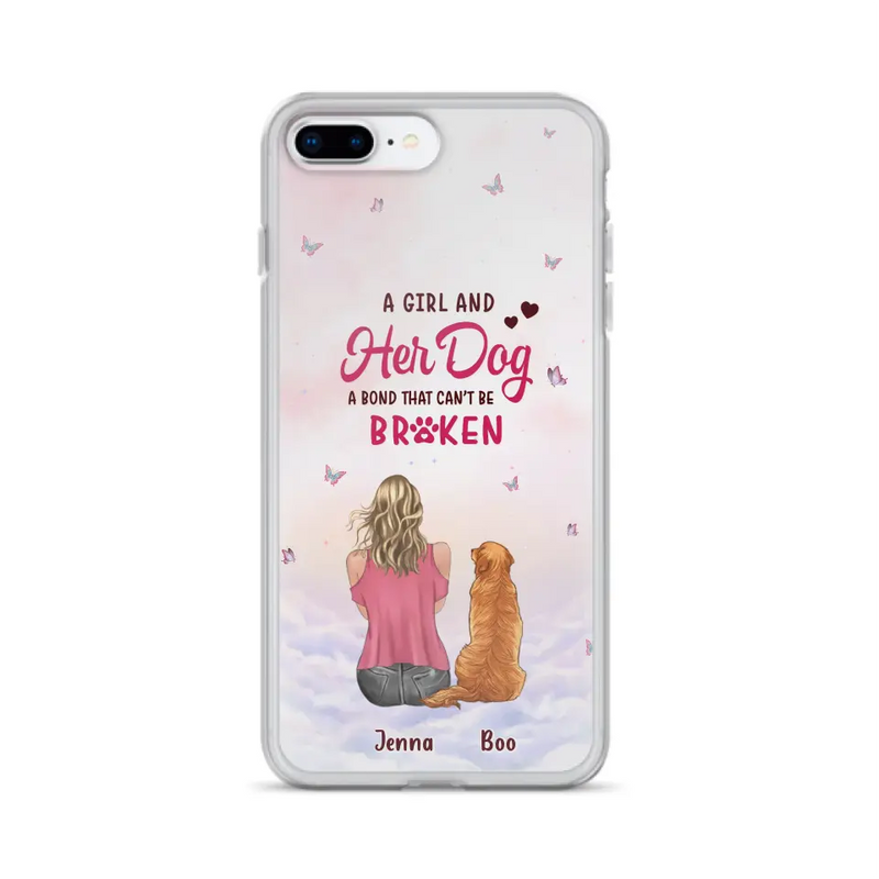 Personalized Dog Mom Phone Case - Up to 5 Dogs - Gift Idea For Dog Lovers - A Girl And Her Dog A Bond That Can't Be Broken - Case for iPhone/Samsung
