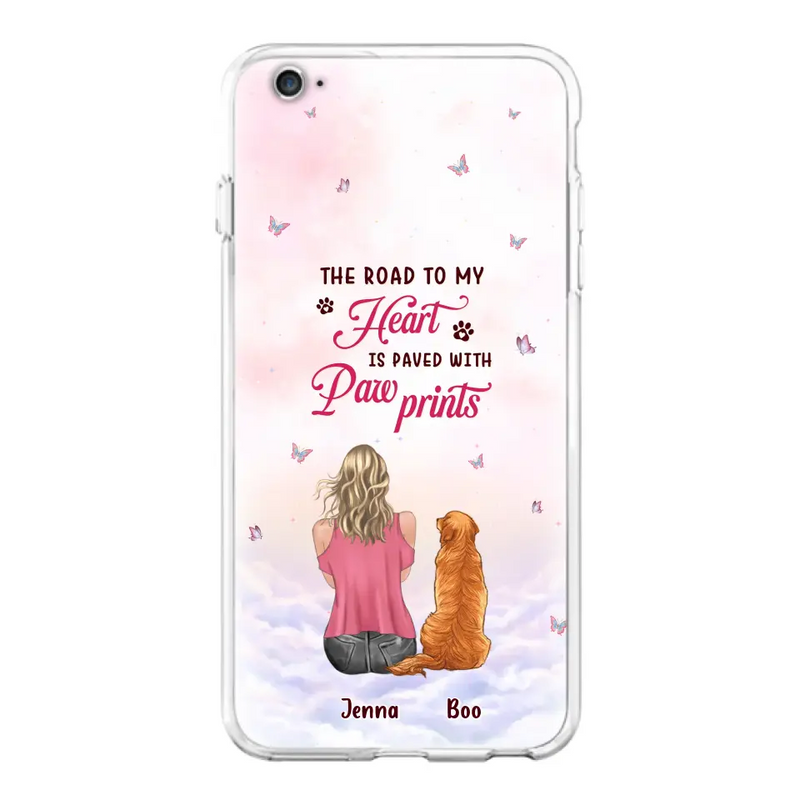 Personalized Dog Mom Phone Case - Up to 5 Dogs - Gift Idea For Dog Lovers - The Road To My Heart Is Paved With Pawprints - Case for iPhone/Samsung