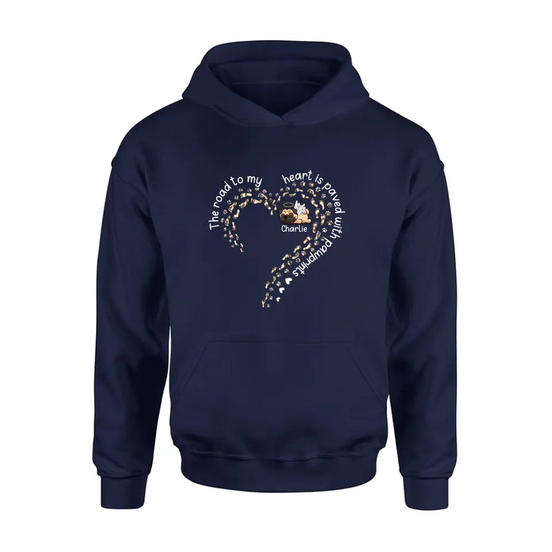 Personalized Memorial Dog Shirt/Hoodie/Long sleeve/Sweatshirt - Mother's Day Gift Idea For Dog Lovers/Dog Owners - The Road To My Heart Is Paved With Pawprints